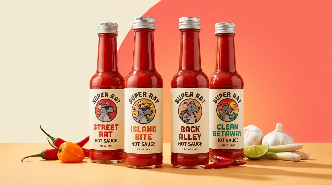 The four Super Rat sauces