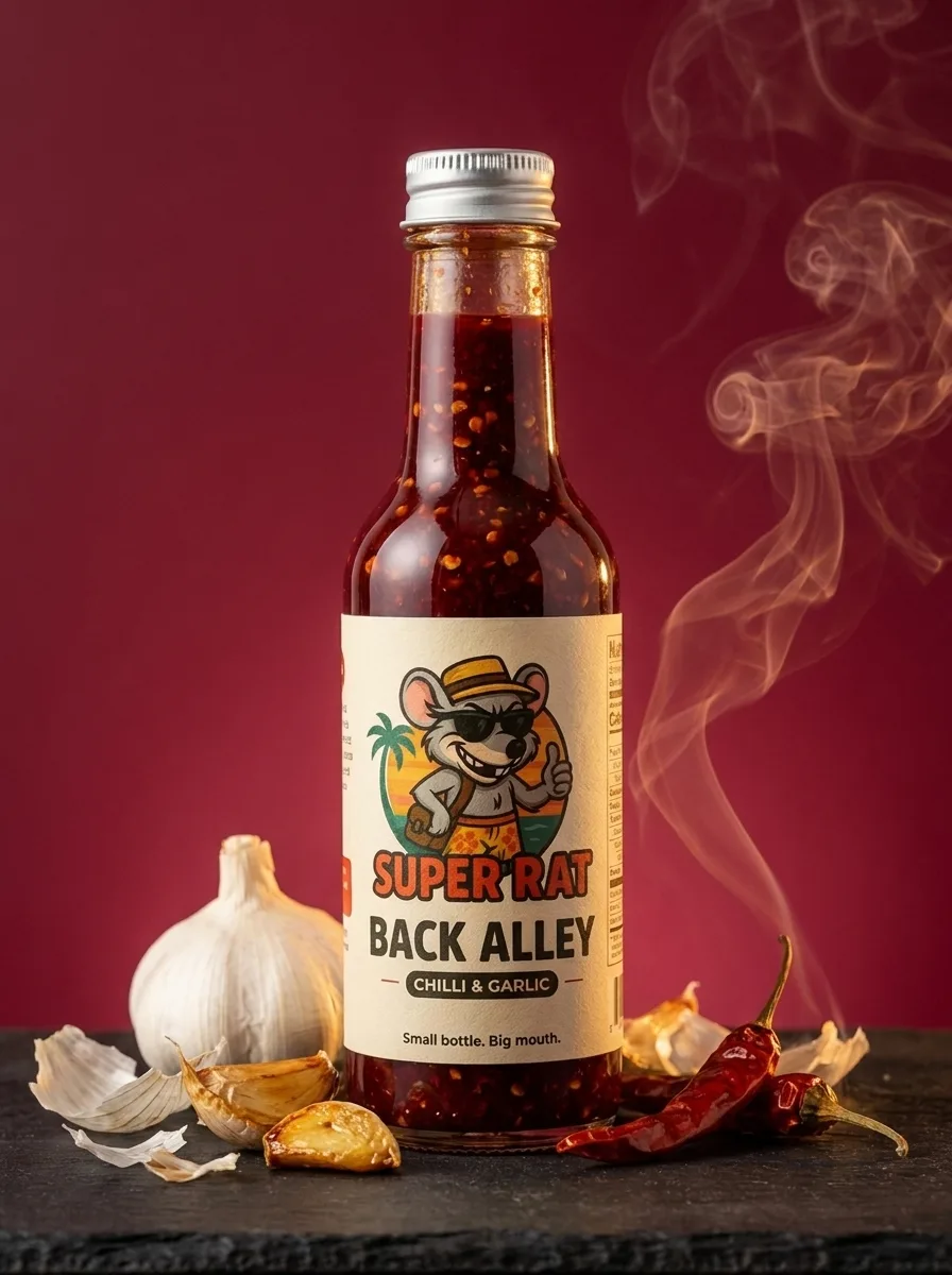 Back Alley — Chilli & garlic — dark, savoury, moreish.