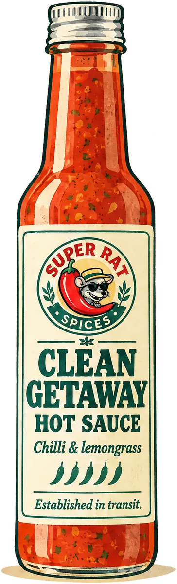 Artist's impression of the Clean Getaway hot sauce