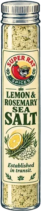 Drawing of the 03 Lemon & Rosemary sea salt in its slim glass tube