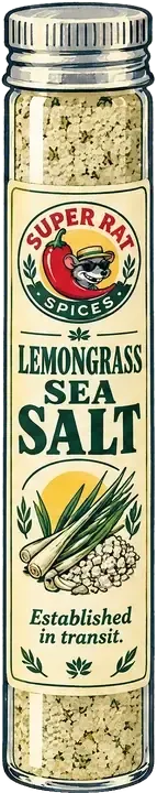 Drawing of the 01 Lemongrass sea salt in its slim glass tube