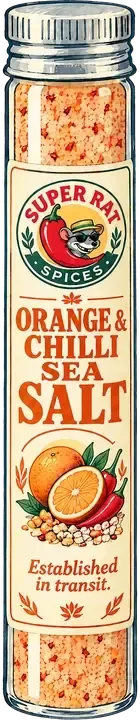 Drawing of the 04 Orange & Chilli sea salt in its slim glass tube